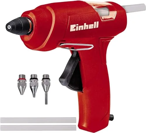 Einhell - Pistola de pegamento caliente TC-GG 30 (30 W, cartuchos de 11 mm de diámetro, 195º C, soporte de montaje, incluye 3 barras de pegamento termofusible)