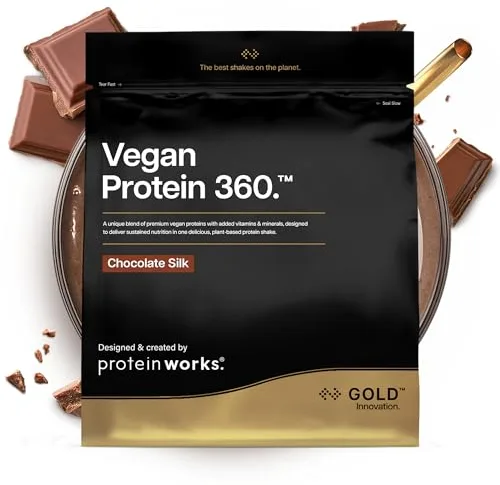 Protein Works | Vegan Protein 360 – GOLD Innovation, Proteína Vegana, 100% Vegetal y Natural, Mezcla Multi-Proteína Premium, Batido Bajo en Grasa y Calorías, Chocolate Suave, 16 Porciones, 500g