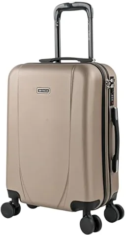 ITACA - Maleta de Cabina 55x40x20 - Maletas De Viaje Cabina Rígidas Trolley con 4 Ruedas Dobles para Avion Ligera Equipaje De Mano Candado de Combinación. Compatible Ryanair, Champagne