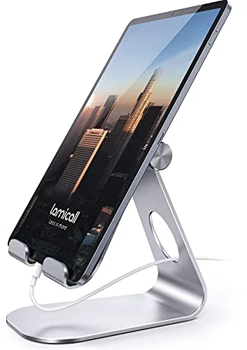 Lamicall Soporte Tablet, Multiángulo Soporte Tablet - Soporte Ajustable para Tablets para 2022 iPad Pro 12.9, 11, 10.5, 9.7, Mini 2 3 4, iPad Air 2 3 4, Samsung Tab, iPhone, Otras Tablets - Plata