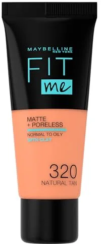 Maybelline New York, Base de Maquillaje que Calca a tu Tono Fit me! Mate y Afinaporos, Color: 320 Natural Tan
