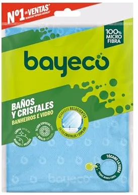 Bayeco - Bayeta cristales y baños - Solución perfecta para espejos, cristales y limpieza del baño - Bayeta microfibra con gran capacidad de absorción - No deja marcas y pelusas - 1 unidad