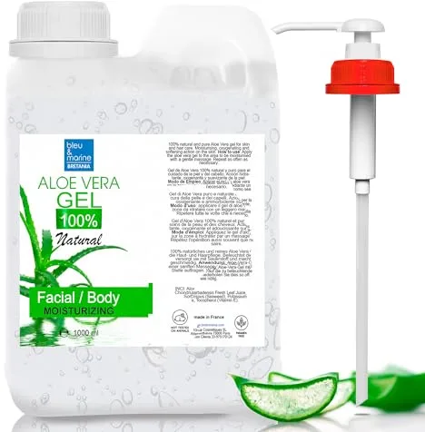 Gel Aloe Vera, Puro, 100% Natural, Cultivo Ecologico, Cosmética Casera, Cuidado Cabello y Piel, Vegano, Cruelty-Free, 1000 ml con dispensador