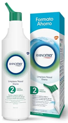 Rhinomer Spray Nasal 100% Agua de Mar, Fuerza Media 2, Para Adultos y Niños a Partir de 2 Años, 180 ml