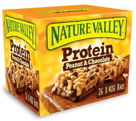 Nature Valley Protein, Barritas de Proteína de Cacahuete y Chocolate, Ingredientes Naturales, Apto para Vegetarianos, 26x40gr
