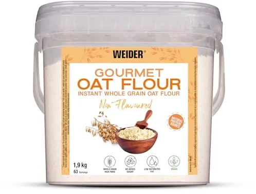 Weider Gourmet Oat Flour. Harina de Avena Integral. Fuente de proteína con bajo contenido en azúcares. Sabor Neutro (1,9 kg)