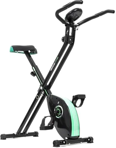 Cecotec Bicicleta Estática Plegable con Volante de Inercia de 2,5 Kg X-Bike. Sistema Silence Fit, Ergonómica, Manillar y Sillín Regulable, Pulsómetro, Pantalla LCD, Ruedas, Peso máximo 100 Kg
