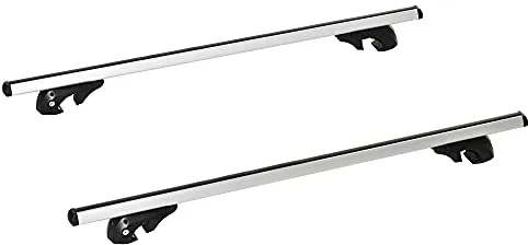HOMCOM Barras de Techo Universales para Vehículos de Aluminio Bacas Portaequipajes Coche Automóvil Baca para Coche Universales con Cerradura Carga 75 kg 135 cm Plata