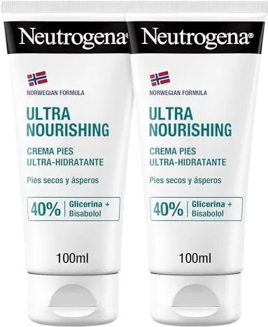 Neutrogena Fórmula Noruega Crema Pies Ultra Hidratante (pack de 2 x 100 ml), crema pies secos y agrietados, crema hidratante Neutrogena pies con 40% Glicerina y Bisabolol
