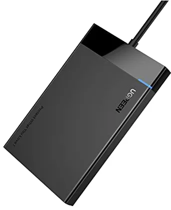 UGREEN Carcasa Disco Duro 2,5" SATA I/II/III de 7mm y 9.5mm UASP, Caja SSD HDD de 10TB MAX Compatible con PC PS4 Xbox X/S Macbook, con Cable USB 3.0 de 50cm