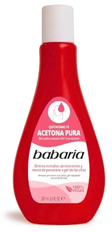 Babaria - Quitaesmalte Acetona Pura | Quitaesmalte Semipermanente | Quita Esmalte Semipermanentes para Uñas | Removedor Esmalte Semipermanente | Remover Uñas Semipermanentes
