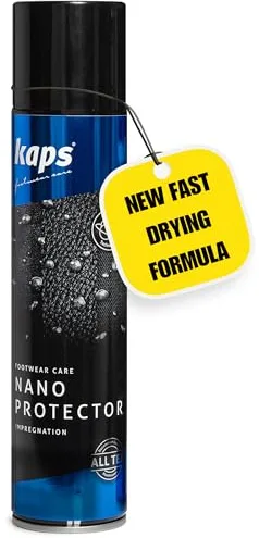 Kaps Nano Protector - Spray Repelente al Agua y la Suciedad para Zapatos de Tela, Cuero, Ante y Nobuk - Aerosol Protector de Calzado (400 ml - 13.52 fl. Oz.)