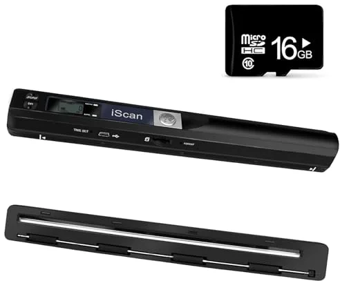 Escáner portátil de Documentos AOZBZ Portátil 900DPI Escáner de Imagen en Color USB A4 (Formato JPG/PDF Hi-Speed USB 2.0, Tarjeta Micro SD/TF de Necesidad, Pero no incluida) (Scanner)