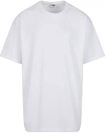 URBAN CLASSICS Camiseta básica de manga corta, cuello redondo normal, de algodón grueso, largo normal, oversized, de hombre, moderna, color blanco, talla L