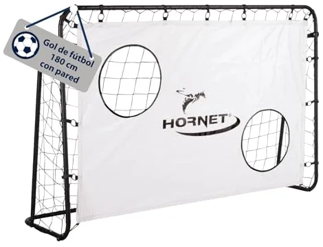 HUDORA Portería de Fútbol Hornet 180 con Pared Goal - Portería de fútbol al Aire Libre para niños y Adultos - Portería con Red Desmontable y Dos Agujeros Reforzados