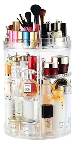 Boxalls Organizador de Maquillaje Giratorio de Gran Capacidad, Organizador de Cosméticos de 8 Capas 360, Carrusel de Maquillaje Transparente Ajustable para el Cuidado de la piel para Tocador