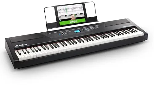 Alesis Recital Pro Piano Eléctrico 88 Teclas Contrapesadas con Altavoces, Lecciones de Piano, Metrónomo y 12 Kits de Sonidos