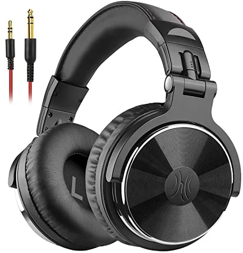 OneOdio Pro10 Auriculares DJ con Cable, Estéreo de Mezcla y Monitor de Estudio, 50mm Controladores, 3.5 y 6.35mm Conector de Audio para PC AMP Grabación de Teléfono Piano Guitarra, Negro