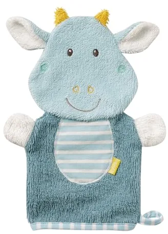 Fehn 065206 Guante de baño con diseño de dragón, manopla de baño con motivo de animales para divertirse en el baño, para bebés y niños pequeños desde el nacimiento