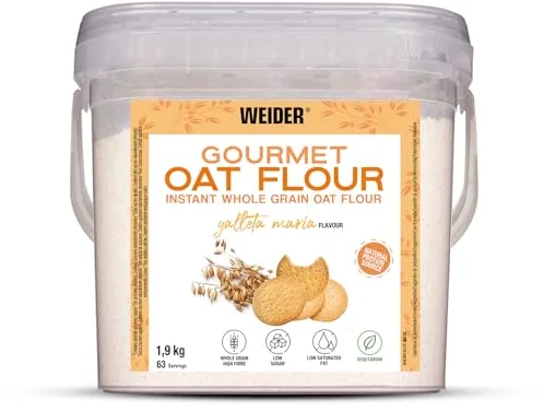 Weider Oat Gourmet. Harina de Avena Integral. Fuente de proteína con bajo contenido en azúcares. Sabor Galleta María (1,9 kg)