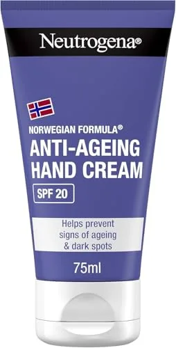 Neutrogena Fórmula Noruega Crema de manos Anti-edad SPF 20 (1x75 ml) crema de manos reparadora antiedad de uso diario, crema antimanchas con glicerina y minerales