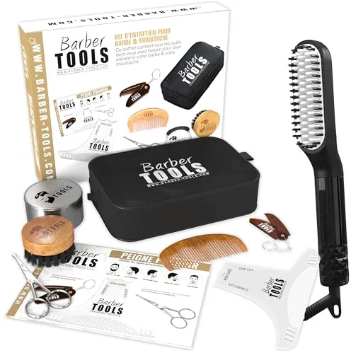 BARBER TOOLS Set/kit de cuidado y mantenimiento para barba + alisador de barba y cabello