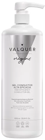 VALQUER Gel Conductor de Ultrasonidos Facial y Corporal | Uso Profesional en Radiofrecuencia, Depilación Láser, Microcorrientes, IPL y Cavitación | Base Agua, Incoloro e Inoloro | 1 L