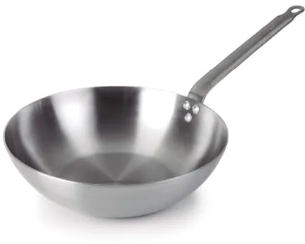 LACOR - 63828 - Wok Ferrum, Wok Hierro 100% Natural, Apto para Todo Tipo de Fuentes de Calor, Fabricado Artesanalmente, Alta Conductividad Térmica, Libre de PTFE y PFOA, Ø28 cm, Espesor 2 mm