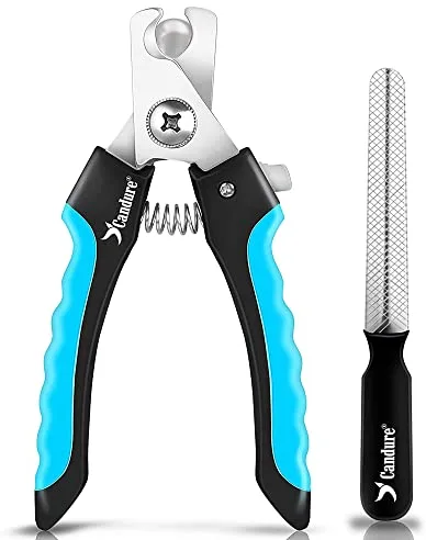 Candure Cortauñas para Perro y Gato con Mascota Protector de Seguridad - Acero Inoxidable Alicates Uñas Profesionales para Mascotas Perros, Gatos, Conejas y Veterinaria Utilizar 6" Pulgadas