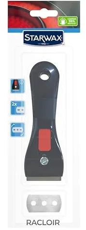 STARWAX – Rascador para placas de vitrocerámica e inducción con cuchilla de recambio de acero inoxidable – Elimina restos de comida y grasa quemada – No raya