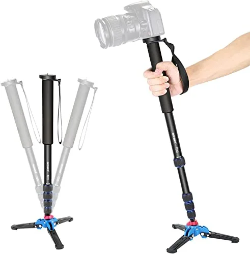 NEEWER Monopod Extensible de cámara con Base de Soporte Desmontable y Plegable: aleación de Aluminio, Altura de 52-168 centímetros para DSLR Nikon Sony; Carga admisible de 5 kg