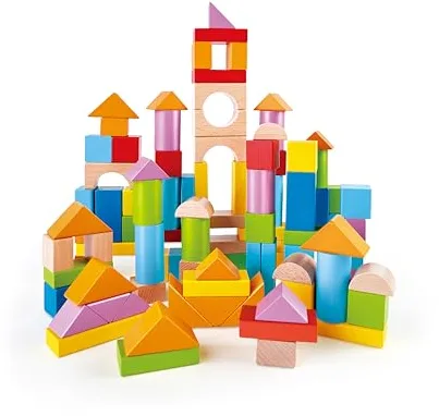 Hape Puzle de Madera 101 Bloques | Bloques Educativos y Creativos | Juego de Construcción para Niños | A Partir de 12 Meses