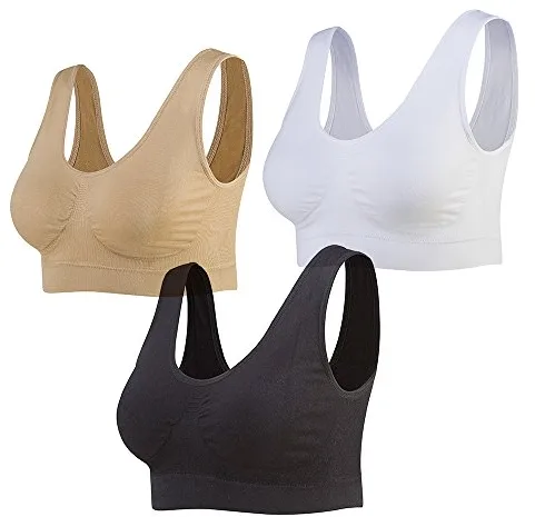Lemef Sujetador Deportiva sin Costuras Sostén sin Aros con Almohadillas Extraíbles para Mujeres (3 Paquetes)