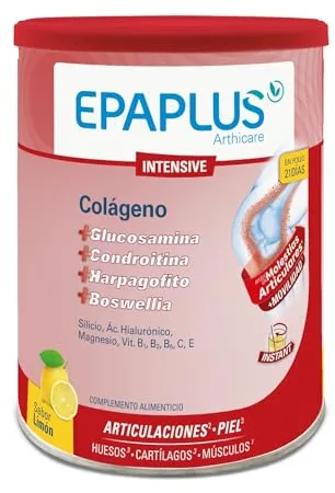EPAPLUS Arthicare Colágeno Antiox Intensive Polvo 21 Días Sabor Limón | 10 g Colágeno + Glucosamina 1500 mg + Condroitina 800 mg + Ácido Hialurónico + Boswellia + Vitaminas C B1 B2 B6 E | 288 g