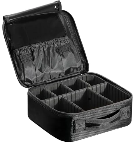 Luxspire Portátil Bolsa Cosmetica, Bolsa de Neceser con Gran Capacidad y diseño Divisible, Bolso de Organizador Maquillaje en Viaje, Almacenamiento de Maquillaje Cosmético, Bolsas de Aseo, Negro