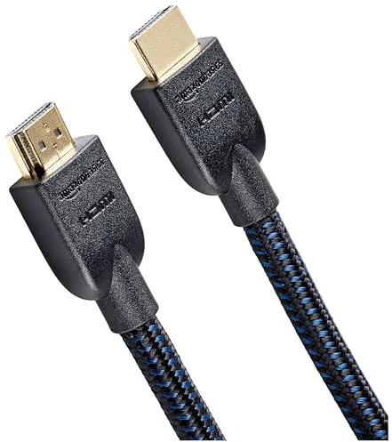 Amazon Basics Cable HDMI trenzado - 4.57 m, Negro y Azul