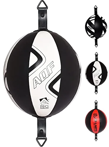 AQF Pera De Boxeo para Esquivar Punching Ball con Doble Extremo para MMA Saco De Boxeo para Techo para Entrenar (Blanco y Negro Pro)