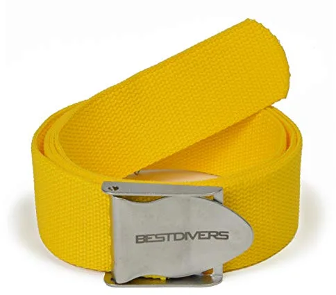 Best divers , Zi0130i - Cinturón Porta plomos Sub con Hebilla de Acero Inoxidable, Amarillo, Unisex para Adultos, Talla única