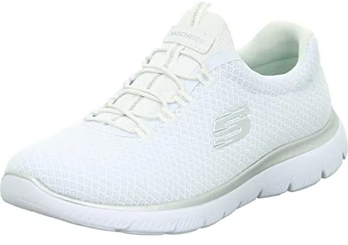 Skechers Mujer Summits 12980 Zapatillas, White Mesh/ Silver Trim, 39 EU