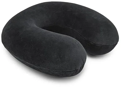 Amazon Basics Semicircular Almohada para cuello, de espuma viscoelástica, Negro