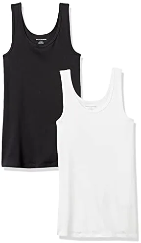 Amazon Essentials 2-pack Tank, camisa Mujer, Multicolor (Black/White), Large (Talla del fabricante: )