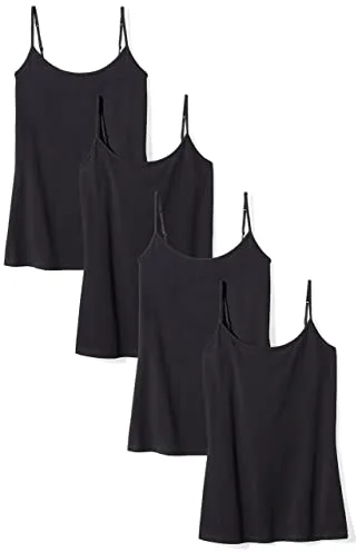 Amazon Essentials Camisola ajustada para mujer, paquete de 4, color negro, talla M