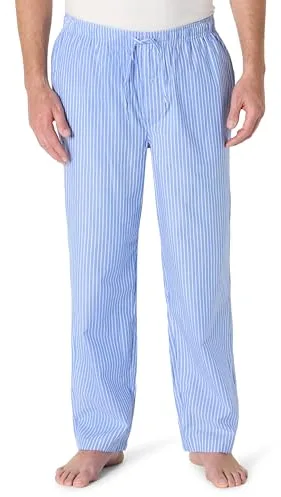 Amazon Essentials Pantalón de pijama tejido de corte recto para hombre, rayas azul claro, talla L