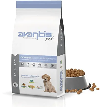 Avantis Pet Puppy - Pienso para Perros Cachorros de Cualquier Raza - 15 kg - Comida Apta para Madres Embarazadas y Lactantes - Altamente Digestiva con Pollo, Verdura y Cereales