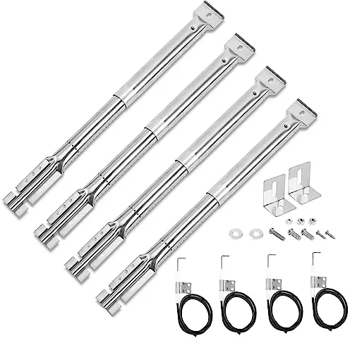 GFTIME 42206 31cm a 42 cm Universal Quemador Barbacoa de Gas Piezas de Repuesto para FirePlus, Fire Mountain, Char-Broil, Cosmo Y otros Parrilla Barbacoa Acero inoxidable Bbq Quemadores (3piezas)