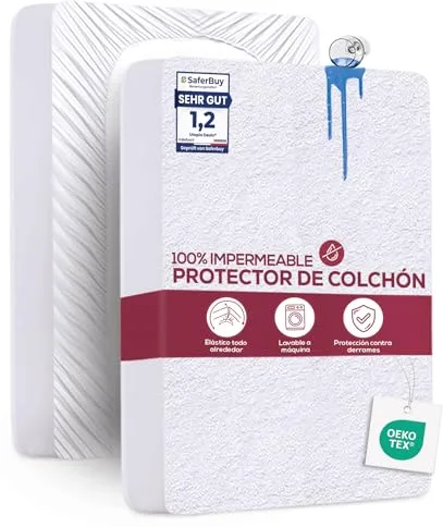 Utopia Bedding Protector Colchón 160 x 200 x 30 cm Impermeable, Certificación Oeko-Tex Funda Colchón, Cubre Colchón Transpirable, Elástico En Todo El Contorno