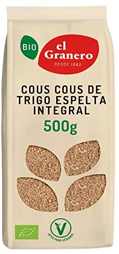 El Granero Integral - Cous Cous de Trigo Espelta Integral BIO - 500 g - Alto Contenido en Proteínas y Fibra - Bajo Índice Glucémico - Propiedades Digestivas - Apto para Veganos