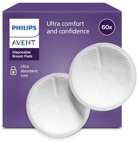 Philips Avent SCF254/61 - Discos absorbentes de lactancia desechables, pack de 60 discos absorbentes para usar de día o de noche, Blanco