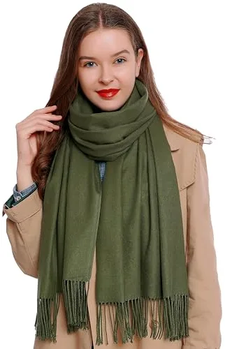 DonDon Bufanda mujer invierno Chal Estola Cálido y suave 185 x 65 cm - verde oscuro