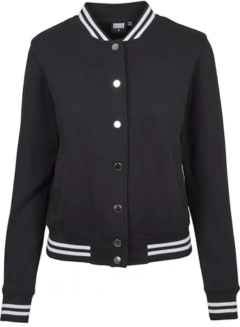 Urban Classics Ladies College Sweat Jacket Chaqueta de chándal, Negro (blk/blk), L para Mujer